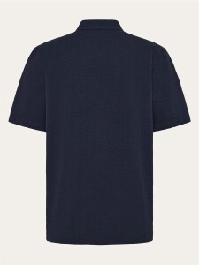 KnowledgeCotton Herren Hemd kurzarm Relaxed Seersucker 1090172 Night Sky