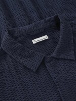 KnowledgeCotton Herren Hemd kurzarm Relaxed Seersucker 1090172 Night Sky