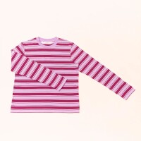 popeia Damen Sweater Langarmshirt Gestreift aus Bio-Baumwolle in aubergine/pink