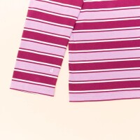 popeia Damen Sweater Langarmshirt Gestreift aus Bio-Baumwolle in aubergine/pink