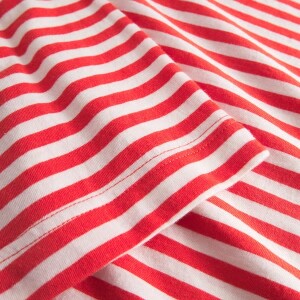 Dedicated Damen T-Shirt Vadstena stripes grenadine red