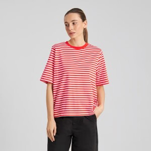 Dedicated Damen T-Shirt Vadstena stripes grenadine red M