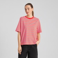 Dedicated Damen T-Shirt Vadstena stripes grenadine red M