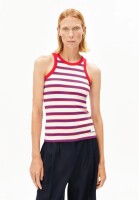 Armedangels Damen Top Kanitaa stripes light oatmilk-mars red-dynamo blue