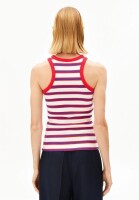 Armedangels Damen Top Kanitaa stripes light oatmilk-mars red-dynamo blue