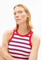 Armedangels Damen Top Kanitaa stripes light oatmilk-mars red-dynamo blue