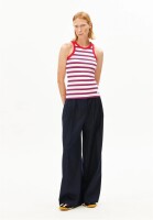 Armedangels Damen Top Kanitaa stripes light oatmilk-mars red-dynamo blue