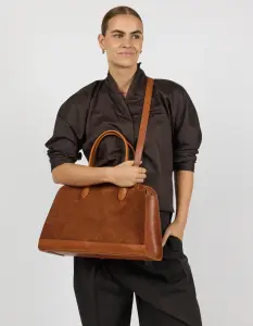 O My Bag Damen Handtasche Alma Cognac Suede Stromboli
