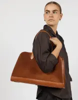 O My Bag Damen Handtasche Alma Cognac Suede Stromboli