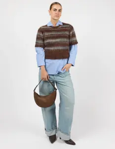 O My Bag Damen Handtasche LEO Short strap Chocolate Suede