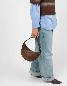 O My Bag Damen Handtasche LEO Short strap Chocolate Suede