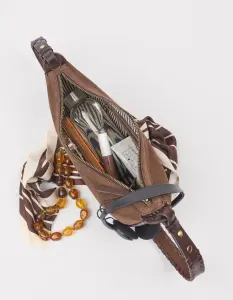 O My Bag Damen Handtasche LEO Short strap Chocolate Suede