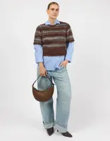O My Bag Damen Handtasche LEO Short strap Chocolate Suede