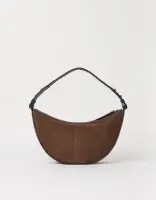 O My Bag Damen Handtasche LEO Short strap Chocolate Suede