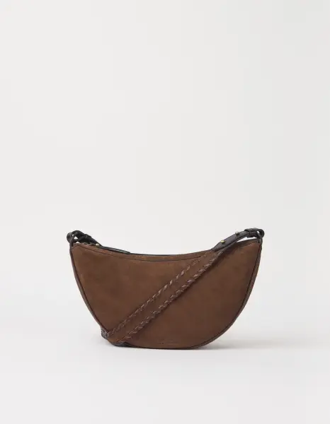 O My Bag Damen Handtasche LEO Crossbody Strap Chocolate Suede
