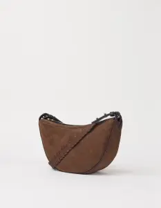 O My Bag Damen Handtasche LEO Crossbody Strap Chocolate Suede