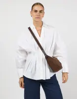 O My Bag Damen Handtasche LEO Crossbody Strap Chocolate Suede