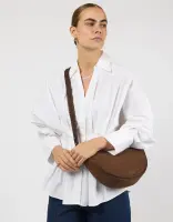 O My Bag Damen Handtasche LEO Crossbody Strap Chocolate Suede