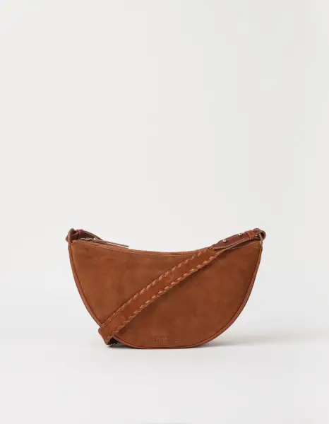 O My Bag Damen Handtasche LEO Crossbody Strap Cognac Suede