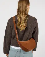 O My Bag Damen Handtasche LEO Crossbody Strap Cognac Suede