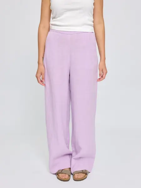 Mazine Damen Hose Wide Leg Linen Pants bright lavender