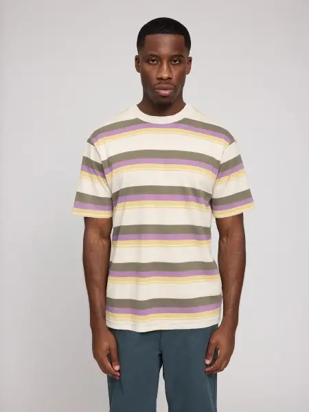 Mazine Herren T-Shirt Bold Striped T-Shirt offwhite / multicolor