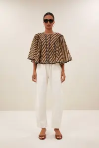 by bar Damen Bluse Davin manilla print