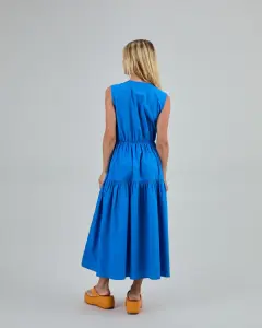 Brava Damen Kleid Sleeveless Shirtdress blue L