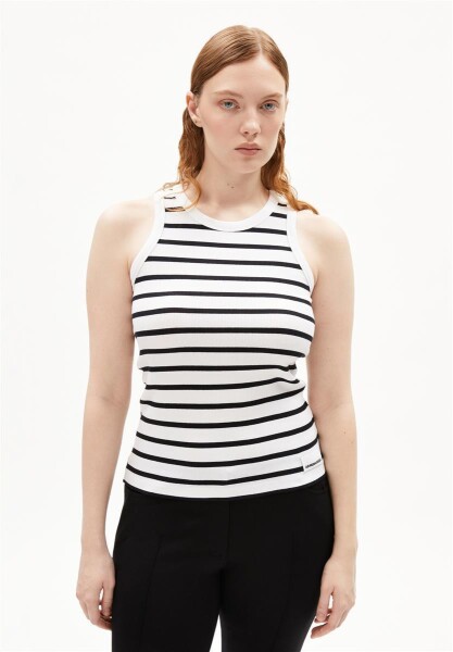 Armedangels Damen Top Kanitaa stripes white-black