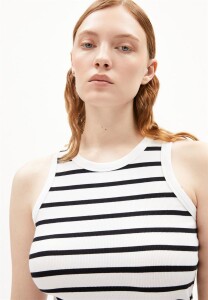 Armedangels Damen Top Kanitaa stripes white-black