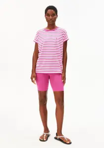 Armedangels Damen T-Shirt Idaara stripe white-very berry