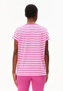 Armedangels Damen T-Shirt Idaara stripe white-very berry