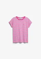 Armedangels Damen T-Shirt Idaara stripe white-very berry