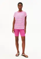 Armedangels Damen T-Shirt Idaara stripe white-very berry