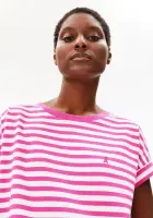 Armedangels Damen T-Shirt Idaara stripe white-very berry