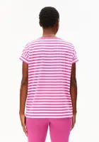 Armedangels Damen T-Shirt Idaara stripe white-very berry