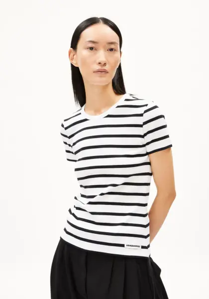 Armedangels Damen T-Shirt Kardaa Stripes white-black