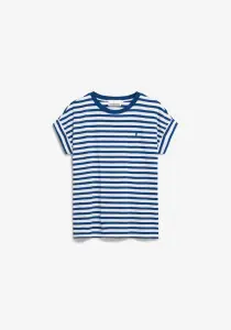 Armedangels Damen T-Shirt Idaara stripe white-lapis blue