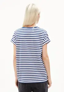 Armedangels Damen T-Shirt Idaara stripe white-lapis blue