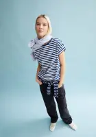 Armedangels Damen T-Shirt Idaara stripe white-lapis blue