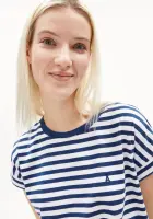 Armedangels Damen T-Shirt Idaara stripe white-lapis blue