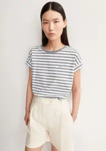 Armedangels Damen T-Shirt Idaara stripe white-silver melange