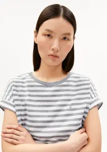 Armedangels Damen T-Shirt Idaara stripe white-silver melange