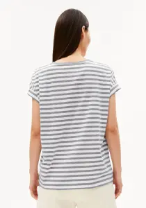 Armedangels Damen T-Shirt Idaara stripe white-silver melange