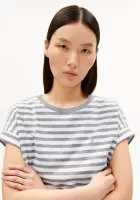 Armedangels Damen T-Shirt Idaara stripe white-silver melange