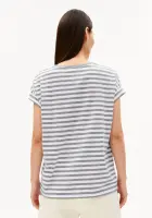 Armedangels Damen T-Shirt Idaara stripe white-silver melange