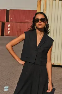 by bar Damen Weste Bobi pinstripe gilet