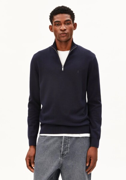 Armedangels Herren Pullover Troyer Faabes Fleece Night Sky