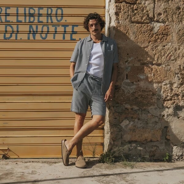 Dedicated Herren Shorts Velje Work Stripe Blue