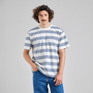 Dedicated Herren T-Shirt Stockholm Floral Stripe Blue